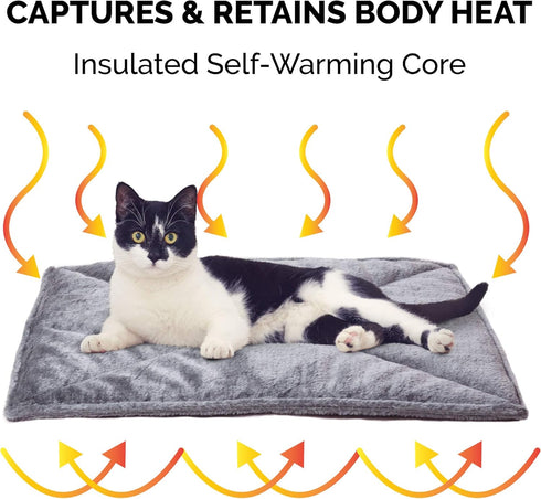 Furhaven ThermaNAP Self-Warming Cat Bed for Indoor Cats & Small Dogs, Washable, Reflects Body Heat - Gray, Small