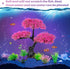 Ameliade Pink Cherry Blossom Tree & Grass Aquarium Decor Set, Artificial Plastic Plants for Goldfish Betta Fish Tank