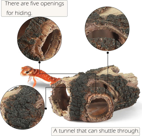 Aquarium Wood Fish Tank Decorations, Resin Fake Logs for Reptile Hide and Fish Cave, Suitable for 20 Gallon Tank