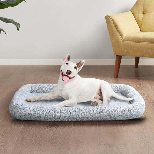 Friends Forever Bolster Dog Crate Mat 48 Inch, Washable Dog Crate Pad for Raised Dog Bed and Crate, Sherpa Fleece, Nova