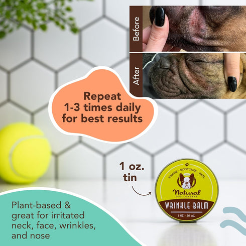 Natural Dog Company Wrinkle Balm, 1 oz. Tin, Dog Lotion for Dry Itchy Skin, Cleans Wrinkles, Made in USA