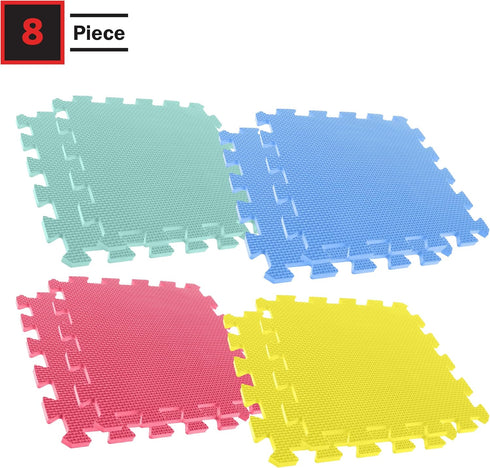 8-Piece Interlocking Floor Mats - Nontoxic Exercise Mat or Play Mat for Toddlers, Babies or Kids - Foam Padding