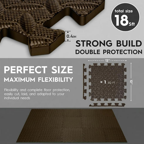 Haulcove 12.6"x12.6"x0.4", 18 18 Home Gym Mat, EVA Interlocking Foam Floor Tiles for Home Gym and Workout Equipment