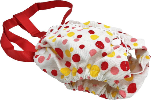 Female Dog Diaper with Suspenders, Cotton Reusable Washable for Small Breeds, Pack of 2 Colors, Medium