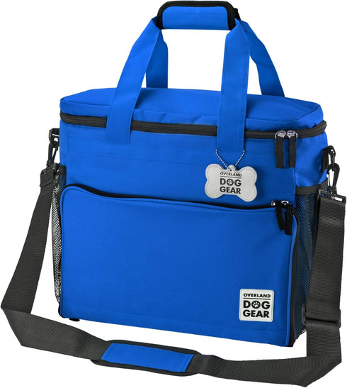 Mobile Dog Gear Week Away Dog Travel Bag (15"x7"x14", Blue) - Airline Approved with 2 Pet Food Storage Containers + 2
