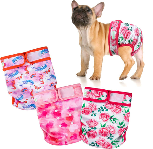 wegreeco Frenchie Dog Diapers Female No Tail Hole,Washable Pet French Puppy Bulldog