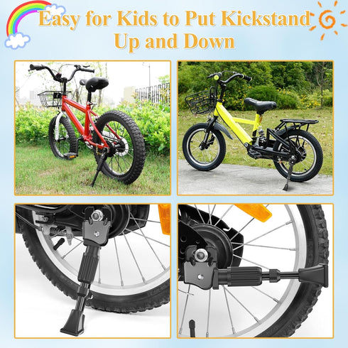 SEISSO Bike Kickstand for Kids Bike 12 14 16 18 20 inch Wheel, Adjustable Rear Mount Bicycle Kickstands