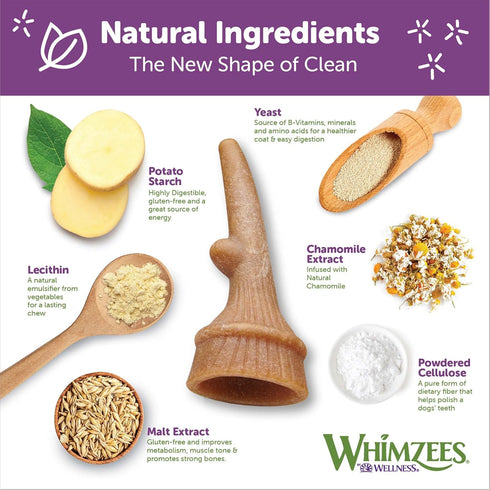 WHIMZEES by Wellness Natural Dental Chews for Medium Dogs, Long Lasting Treats, Grain-Free, 12 Count