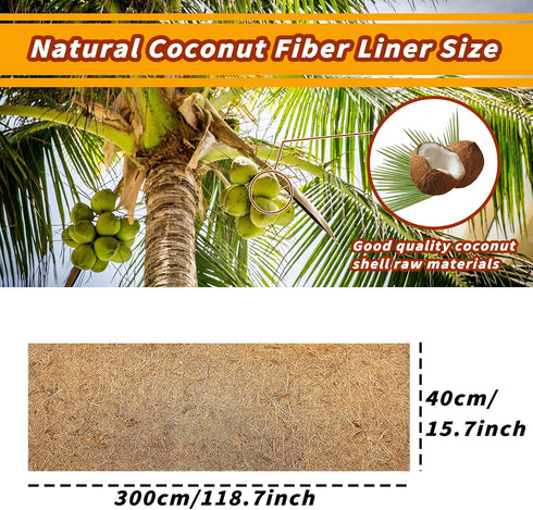 Hamiledyi Reptile Carpet Coconut Fiber Substrate, 118x15.7in Natural Coco Fiber Bedding for Lizard Cage