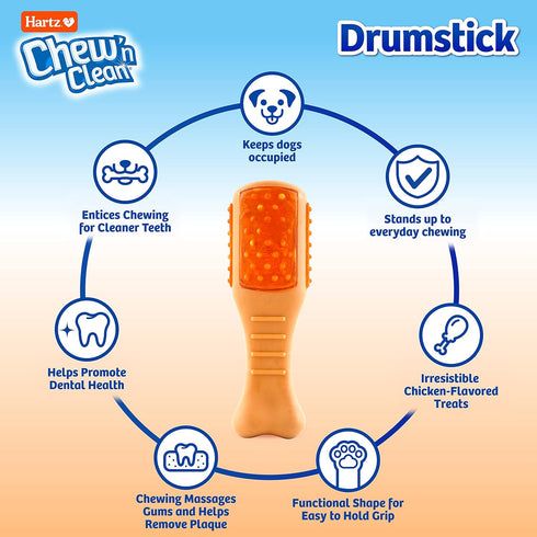 Hartz Chew ‘n Clean Chew Toy and Treat in One Chicken Flavored Drumstick Dog Toy, Extra Small