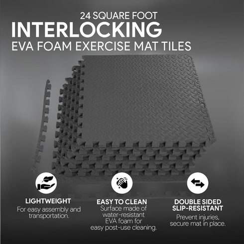 Puzzle Exercise Mat - EVA Foam Interlocking Tiles for MMA, Exercise, Gymnastics, and Home Gym Protective Flooring