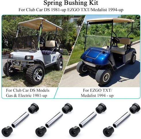 Golf Cart Rear Leaf Spring Bushings & Sleeves Kit for EZGO TXT/Medalist (94+) Gas/Electric, Club Car DS 1992-up
