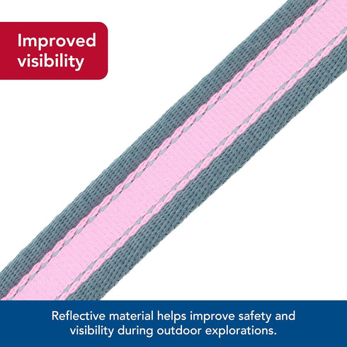 Coastal Pet Pro Reflective Adjustable Dog Collar - Bright Pink with Grey, 1" x 14-20"