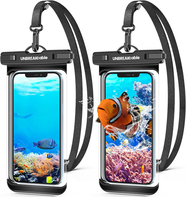 UNBREAKcable Waterproof Phone Case, 2-Pack IPX8 Universal Pouch for iPhone 15 14 13 12 11 Pro Max XR X XS SE 2022 8
