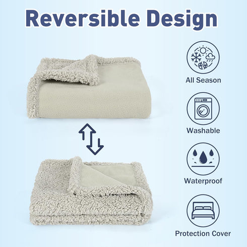 Kritter Planet Waterproof Puppy Blanket for Small Dogs, Pee Proof Sherpa Fleece Pet Blanket, Reversible Cover for Couch Bed, Liquid Proof Furniture Protector by Kritter Planet