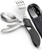 Orblue 4-in-1 Camping Eating Utensils, 2-Pack, Portable Spoon, Fork, Knife & Bottle Opener Combo Set, Black