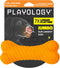 Playology Dog Toys Dual Layer Bone Chew Toy - Durable Rubber for Large Dogs - Cheddar Cheese Scented Orange Toy Bones