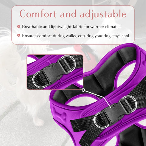 Comfort Fit Step-in Dog & Puppy Harness - Adjustable Soft Padded All Weather Vest for Small to Medium Dogs