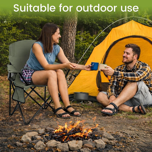 2 Pack 300lbs Folding Camping Chair with Cup Holder & Side Storage Bag Capacity Lightweight High Back Portable