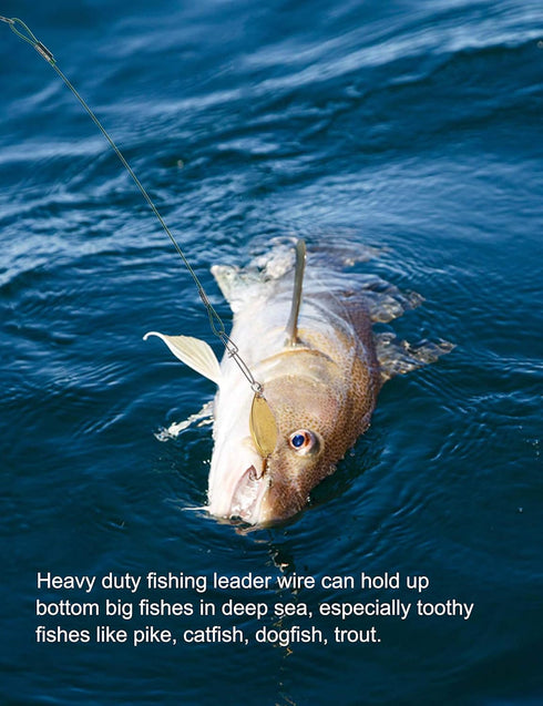 Fishing Leaders Line, 125LB Steel Leaders with Swivels and Snaps, 19.68in for Saltwater Fishing