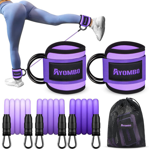 Resistance Bands with Cuffs, Ankle Bands for Working Out, Home Fitness Equipment for Legs and Glutes