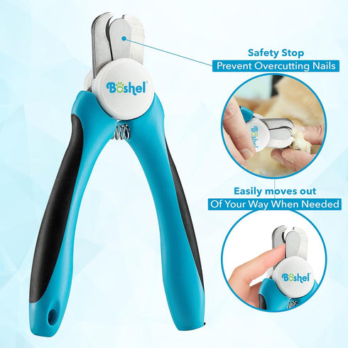 Boshel Large Dog Nail Clippers with Safety Guard to Avoid Over-Cutting Nails and Free Nail File, Razor Sharp Blades