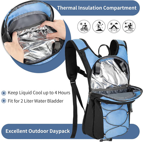 Gelindo Hiking Hydration Pack Water Backpack, Insulated with 2L BPA Free Bladder for Men, Women