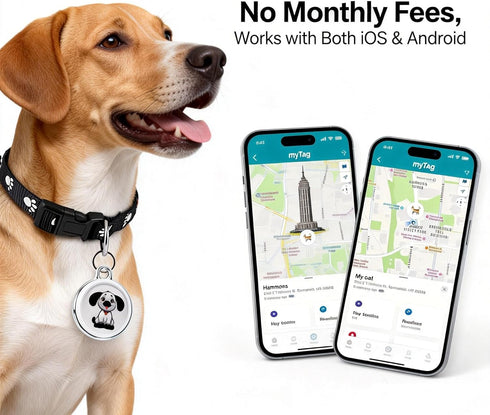LFNOONE GPS Tracker No Subscription No SIM Card, Real-Time Tracking Mini Waterproof Device for Car, Pet, Dog, Vehicle