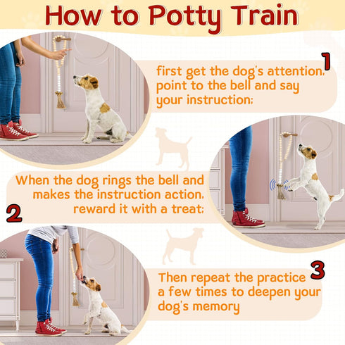 3 Jexine Pcs Dog Bell for Door Potty Training Adjustable Wooden Beads Hanging Dog Door Bells for Puppy Training