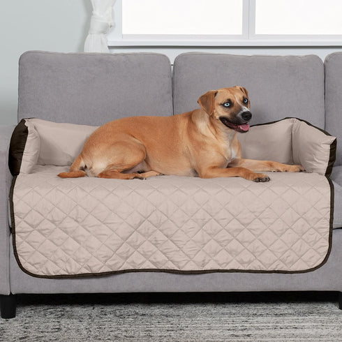 Furhaven Water-Resistant & Reversible 42" Wide Seat Cover Protector for Dogs & Cats, Espresso/Clay, Large
