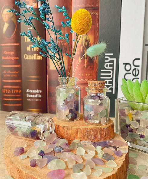 2lbs QINJIEJIE Fluorite Crystals Aquarium Gravel Stones Tumbled Stone Polished Rocks Colorful Crushed Reiki Healing