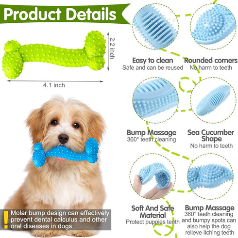 Skylety 6 Pieces Puppy Teething Chew Rings Toys - Rubber Bone-shaped Puppy Teething Toy for 2-8 Months