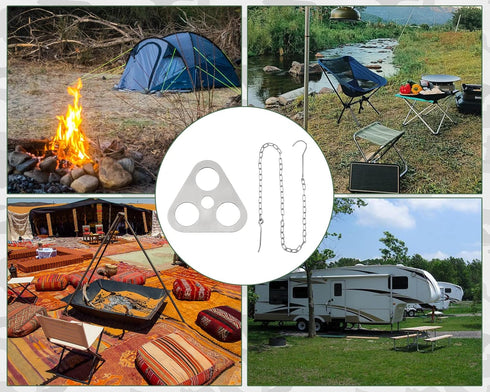 DS. DISTINCTIVE STYLE Stainless Steel Campfire Tripod Plate for Outdoor Cooking - Turn Branches into Camping Tripod