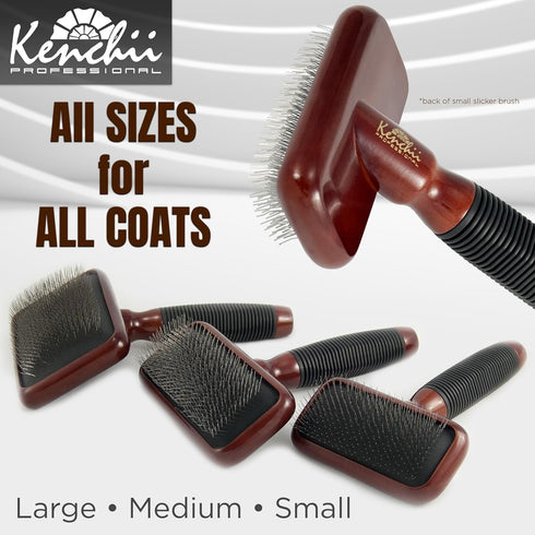 Kenchii Slicker Brush for Dogs - Professional Grooming Brush for Loose Fur, Tangles, Long Short Haired (Medium)