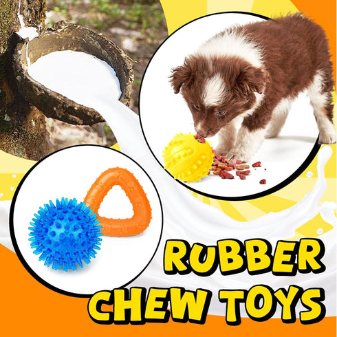 Zeaxuie 9 Pack Puppy Chew Toys, Squeaky Dog Toys, Treat Ball and Rope for Small Dogs