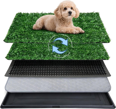 Puffluv Dog Grass Pad with Tray,16"x20" Dog Litter Box, Artificial Turf Potty System