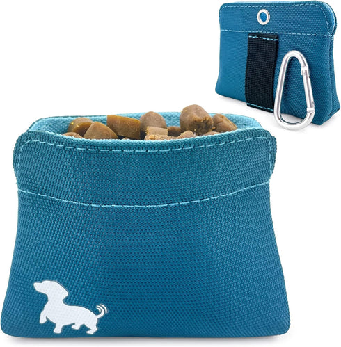 Pocket Sized Dog Treat Pouch with Magnetic Closure - Turquoise Dog Walking Treat Bag for Pet Training