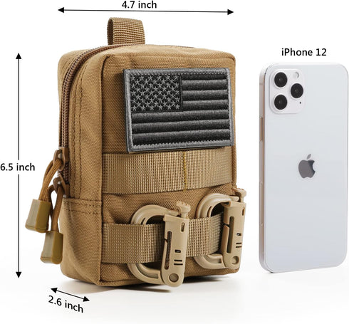 FRTKK 2 Pack Molle Pouches - Tactical Compact Water-Resistant EDC Pouch Bag, Small Utility Pouch
