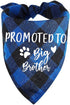 Family Kitchen Promoted to Big Brother Dog Bandana - Blue Plaid Triangle Pet Scarf for Gender Reveal