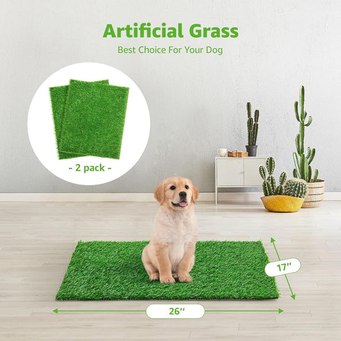 26" 17" 2 Pack, Artificial Dog Grass Pee Pad x Washable Indoor Potty Training Replacement Grass Turf for Puppy