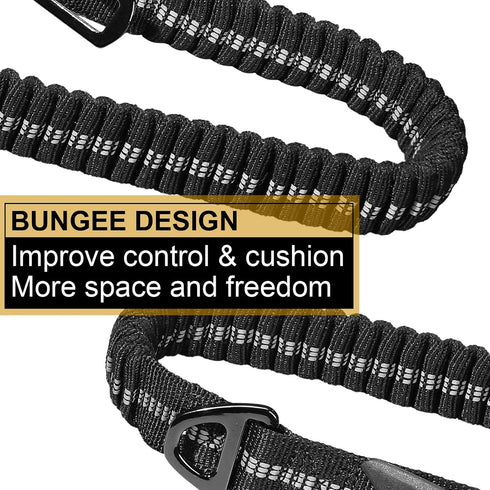 Heavy Duty Dog Leash, 4-6FT Shock Absorbing Tactical with 2 Padded Handles, Advanced Easy Metal Clip, No Pull
