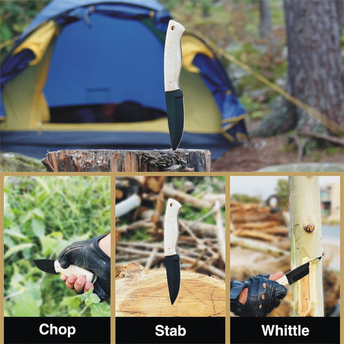 Handmade 8" Stainless Steel Hunting Knife with Sheath, Sharp Skinning Knife, Full Tang Survival Knife for Camping