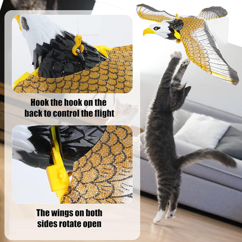 LOMIMOS Flying Bird Cat Toy, Interactive Hanging Spinning Simulation Bird with Sound Light for Indoor Ceiling Kitten