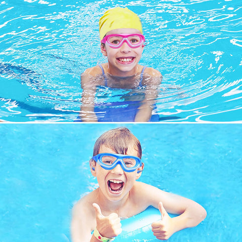 Vvinca Kids Swim Goggles for Ages 3-12 - 2024 Upgraded Design with Ear & Nose Plug, Anti-Fog No Leak Water Pool Goggle