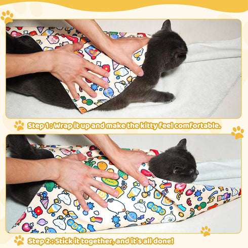 32x32in 22lbs Cat Grooming Wrap & Dog Restraint Bag with Pet Nail Clippers Kit, Self Adhesive Cat Wrap for Nail