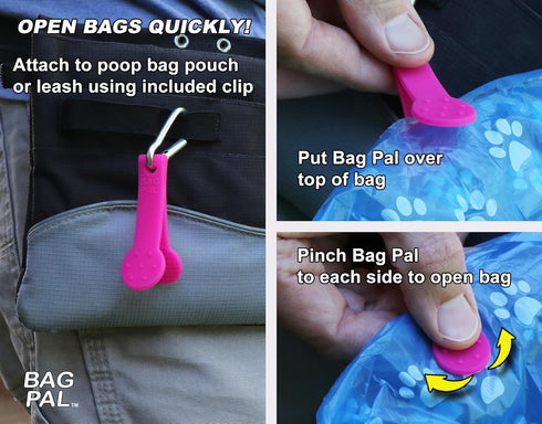 Pack Dog Poop Bag Opener and Grocery Produce Bag Opener - Two - Easily Open Slippery Bags Works With Gloves
