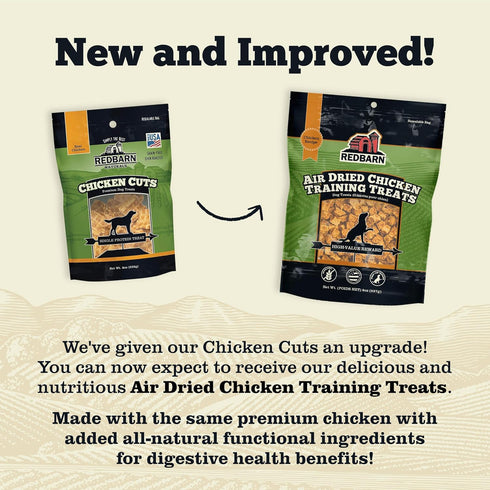 Redbarn All-Natural Air Dried Chicken Training Treats for Puppies & Dogs - 8 oz Resealable Bag, Grain-Free, Made in USA