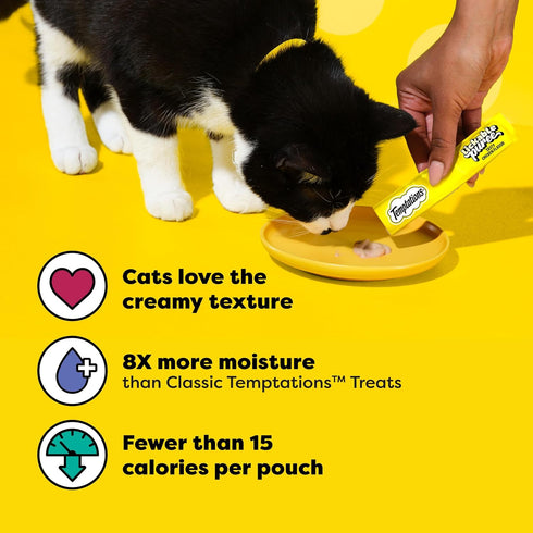 0.42 oz. 4 Count, Pack 11 (44 Temptations Creamy Puree Squeezable Lickable Cat Treats, Wet Cat Treats with Chicken