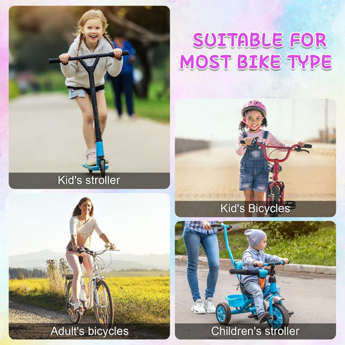 Kids Bike Basket, Woven Front Accessories for Boys & Girls with Stickers, Bell, Windmill, Ribbons