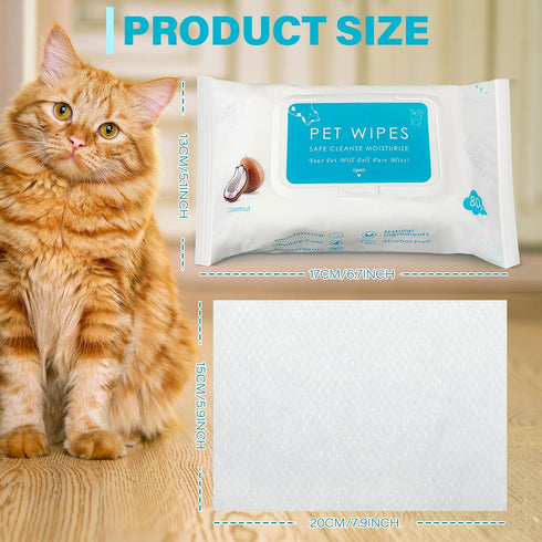 Treela 10 Packs of 800 Dog Wipes, Pet Grooming Supplies for Paws, Butt, Ear, Skin, Eye Cleaning, Coconut